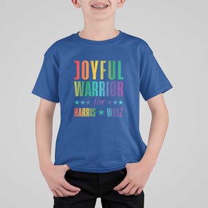 Joyful Warrior For Harris Walz T Shirt For Kid LGBT Rainbow Flag Star Kamala Support TS11 Royal Blue Print Your Wear