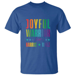 Joyful Warrior For Harris Walz T Shirt LGBT Rainbow Flag Star Kamala Support TS11 Royal Blue Print Your Wear