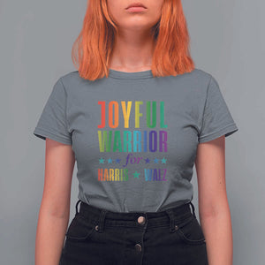 Joyful Warrior For Harris Walz T Shirt For Women LGBT Rainbow Flag Star Kamala Support TS11 Charcoal Print Your Wear