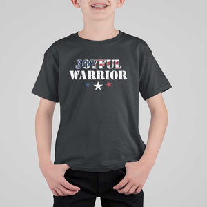 Harris Walz 2024 T Shirt For Kid Joyful Warrior American Flag Political Stars TS11 Black Print Your Wear