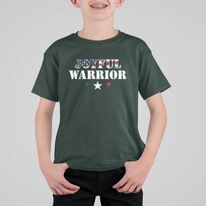 Harris Walz 2024 T Shirt For Kid Joyful Warrior American Flag Political Stars TS11 Dark Forest Green Print Your Wear