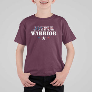 Harris Walz 2024 T Shirt For Kid Joyful Warrior American Flag Political Stars TS11 Maroon Print Your Wear