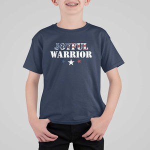 Harris Walz 2024 T Shirt For Kid Joyful Warrior American Flag Political Stars TS11 Navy Print Your Wear