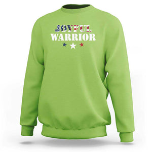 Harris Walz 2024 Sweatshirt Joyful Warrior American Flag Political Stars TS11 Lime Print Your Wear