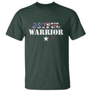 Harris Walz 2024 T Shirt Joyful Warrior American Flag Political Stars TS11 Dark Forest Green Print Your Wear