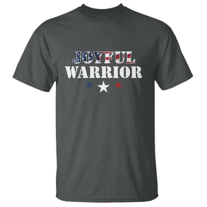 Harris Walz 2024 T Shirt Joyful Warrior American Flag Political Stars TS11 Dark Heather Print Your Wear