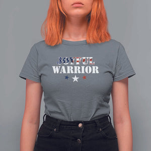 Harris Walz 2024 T Shirt For Women Joyful Warrior American Flag Political Stars TS11 Charcoal Print Your Wear