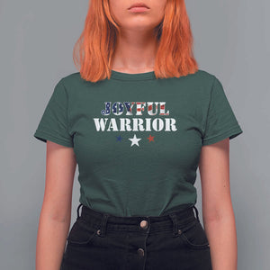 Harris Walz 2024 T Shirt For Women Joyful Warrior American Flag Political Stars TS11 Dark Forest Green Print Your Wear