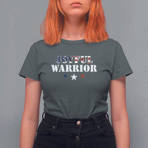 Harris Walz 2024 T Shirt For Women Joyful Warrior American Flag Political Stars TS11 Dark Heather Print Your Wear