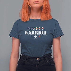 Harris Walz 2024 T Shirt For Women Joyful Warrior American Flag Political Stars TS11 Navy Print Your Wear