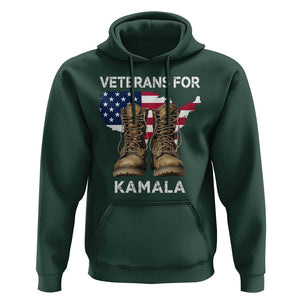 Veterans For Kamala Hoodie Harris Supporter American Flag Election 2024 TS11 Dark Forest Green Print Your Wear