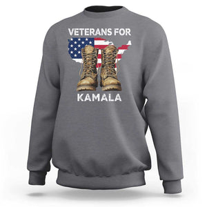 Veterans For Kamala Sweatshirt Harris Supporter American Flag Election 2024 TS11 Charcoal Print Your Wear