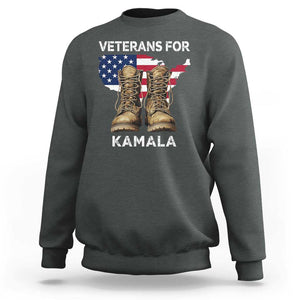 Veterans For Kamala Sweatshirt Harris Supporter American Flag Election 2024 TS11 Dark Heather Print Your Wear