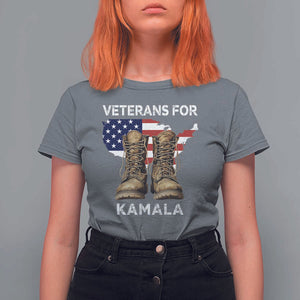 Veterans For Kamala T Shirt For Women Harris Supporter American Flag Election 2024 TS11 Charcoal Print Your Wear