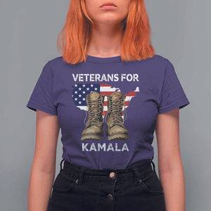 Veterans For Kamala T Shirt For Women Harris Supporter American Flag Election 2024 TS11 Purple Print Your Wear