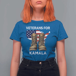 Veterans For Kamala T Shirt For Women Harris Supporter American Flag Election 2024 TS11 Royal Blue Print Your Wear