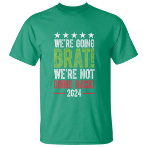 Harris Walz Supporter T Shirt We're Going Brat Not Going Back Star Election 2024 TS11 Irish Green Print Your Wear