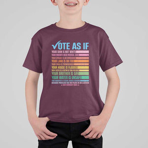 Vote For Human's Rights T Shirt For Kid Vote As If Your Skin Is Not White Your Parents Need Medical Care TS11 Maroon Print Your Wear