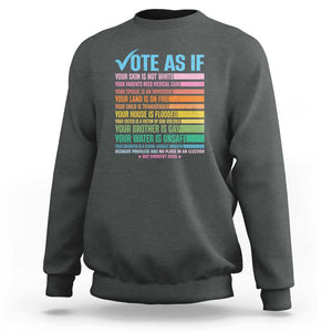 Vote For Human's Rights Sweatshirt Vote As If Your Skin Is Not White Your Parents Need Medical Care TS11 Dark Heather Print Your Wear