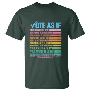 Vote For Human's Rights T Shirt Vote As If Your Skin Is Not White Your Parents Need Medical Care TS11 Dark Forest Green Print Your Wear