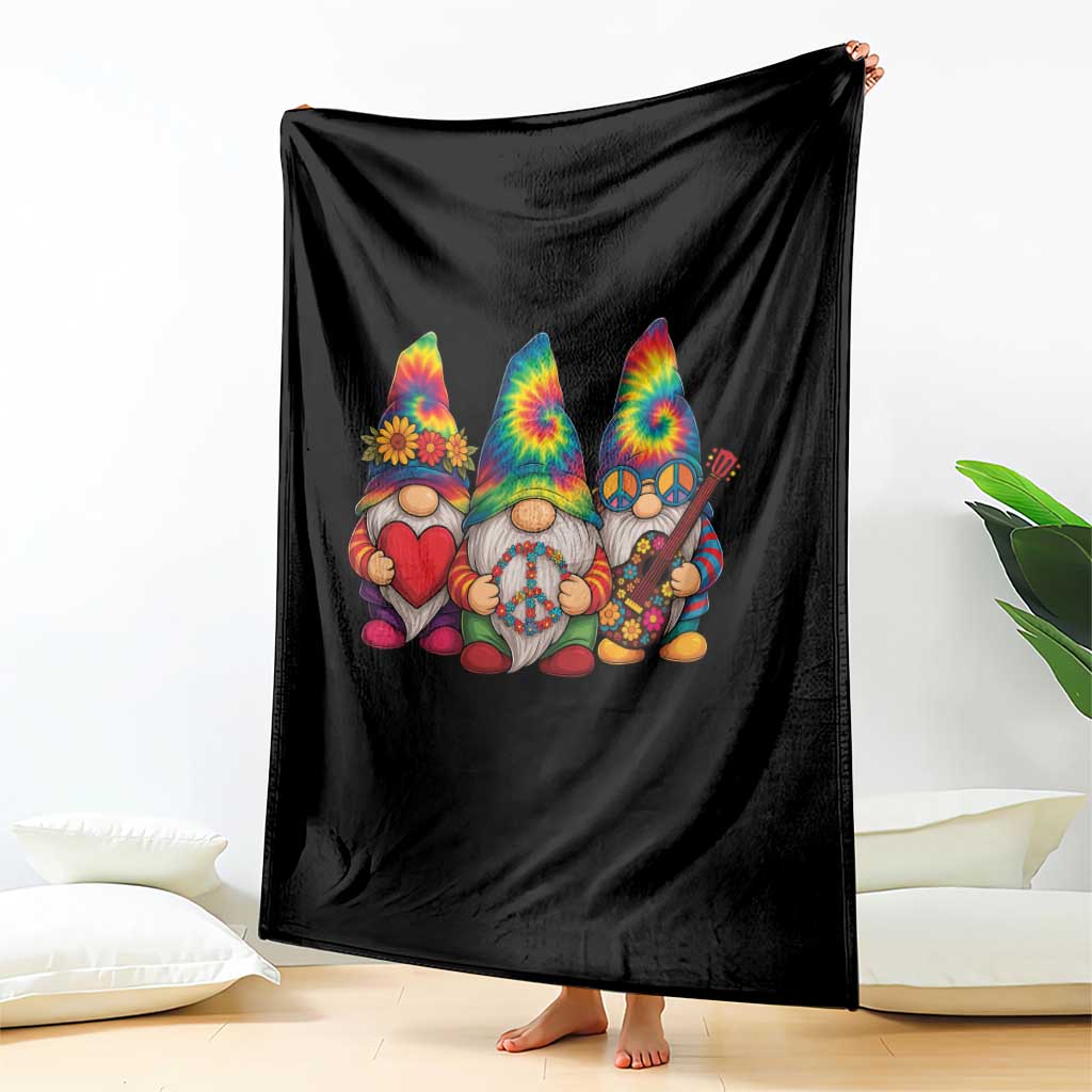 Three Hippie Gnomes Peace Retro Tie Dye Flower Throw Blanket TS11 Print Your Wear