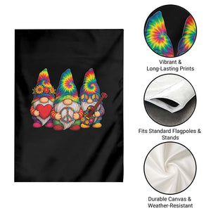 Three Hippie Gnomes Peace Retro Tie Dye Flower Garden Flag TS11 Print Your Wear