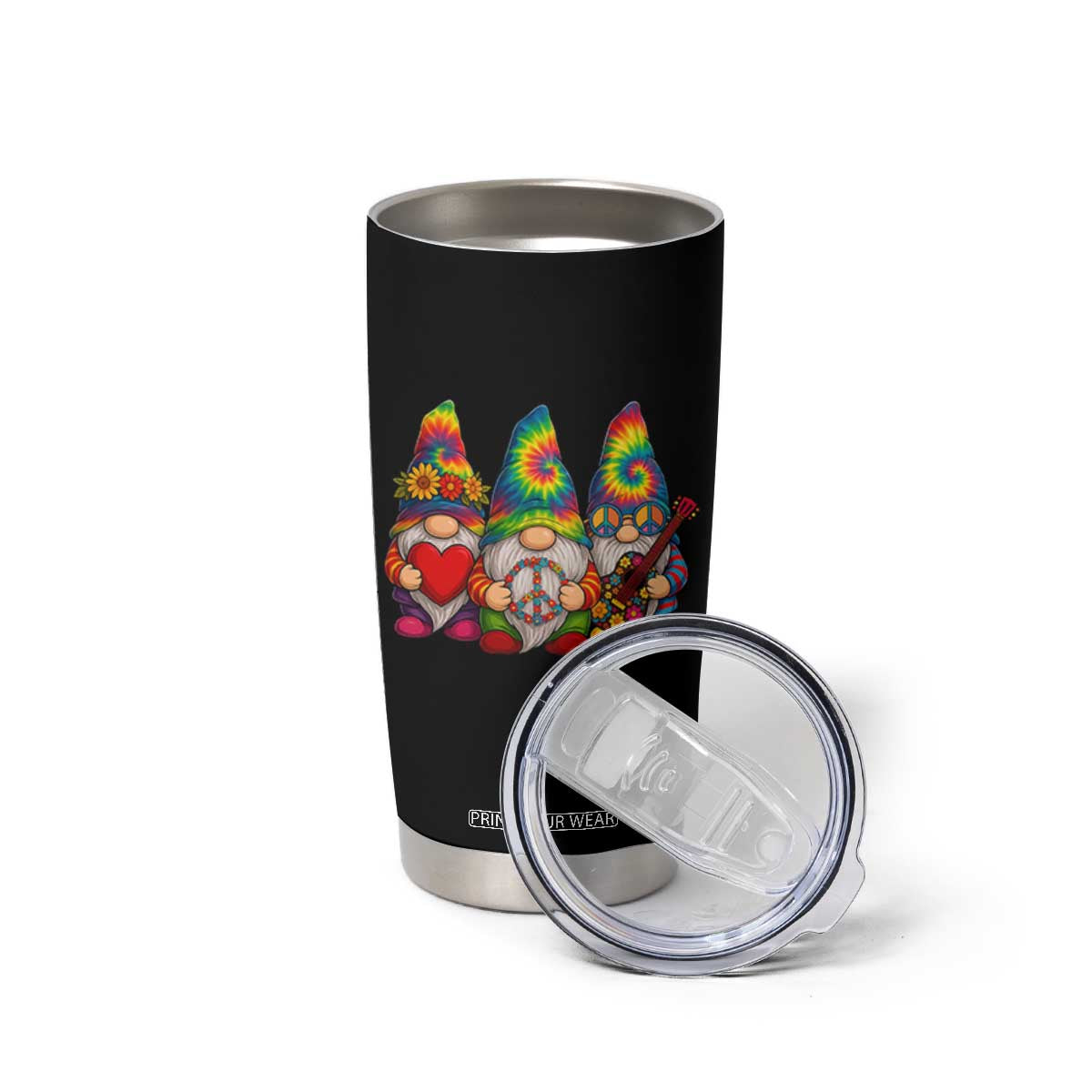 Three Hippie Gnomes Peace Retro Tie Dye Flower Tumbler Cup TS11 Print Your Wear