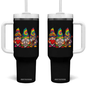 Three Hippie Gnomes Peace Retro Tie Dye Flower Tumbler With Handle TS11 One Size: 40 oz Black Print Your Wear