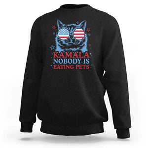 Harris Supporter Sweatshirt Kamala Nobody Is Eating Pets American Flag Cat TS11 Black Print Your Wear