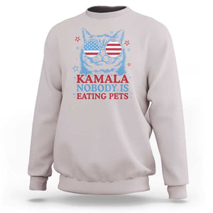 Harris Supporter Sweatshirt Kamala Nobody Is Eating Pets American Flag Cat TS11 Ice Gray Print Your Wear