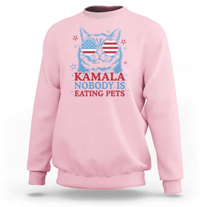 Harris Supporter Sweatshirt Kamala Nobody Is Eating Pets American Flag Cat TS11 Light Pink Print Your Wear