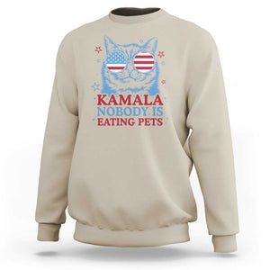 Harris Supporter Sweatshirt Kamala Nobody Is Eating Pets American Flag Cat TS11 Sand Print Your Wear