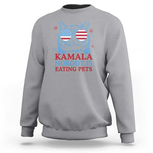 Harris Supporter Sweatshirt Kamala Nobody Is Eating Pets American Flag Cat TS11 Sport Gray Print Your Wear