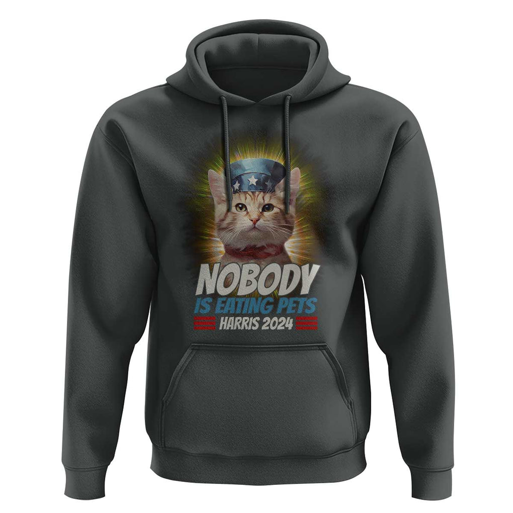 Harris 2024 Hoodie Nobody Is Eating Pets American Flag Cat Hat TS11 Dark Heather Print Your Wear