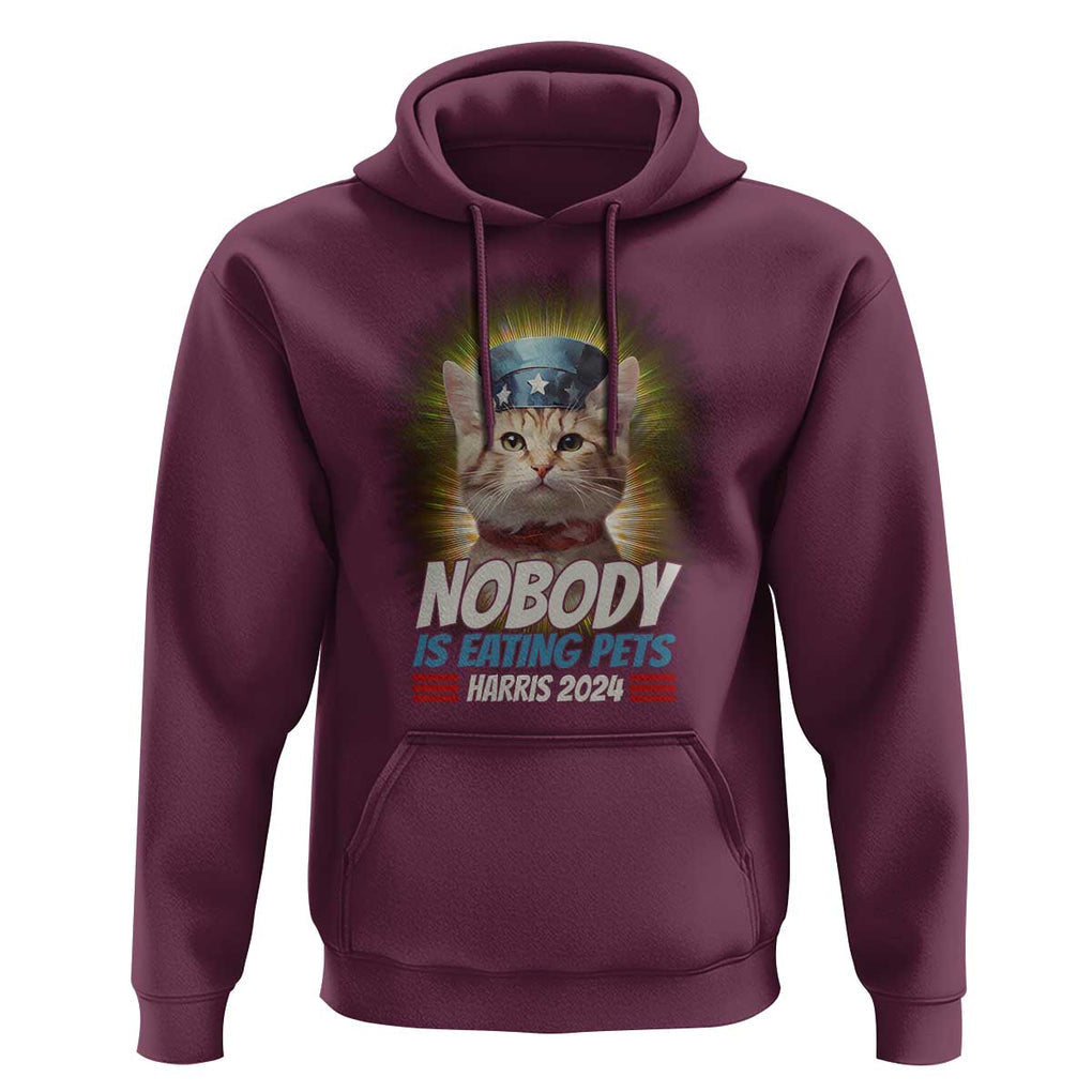 Harris 2024 Hoodie Nobody Is Eating Pets American Flag Cat Hat TS11 Maroon Print Your Wear