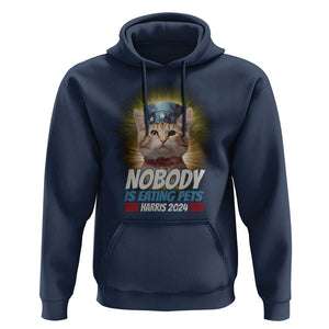 Harris 2024 Hoodie Nobody Is Eating Pets American Flag Cat Hat TS11 Navy Print Your Wear