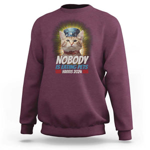 Harris 2024 Sweatshirt Nobody Is Eating Pets American Flag Cat Hat TS11 Maroon Print Your Wear