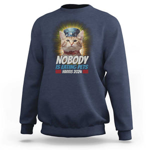 Harris 2024 Sweatshirt Nobody Is Eating Pets American Flag Cat Hat TS11 Navy Print Your Wear