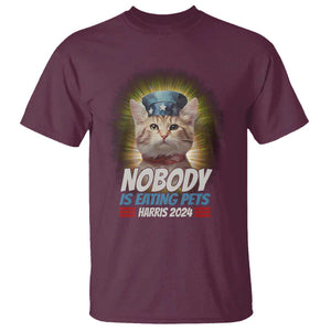 Harris 2024 T Shirt Nobody Is Eating Pets American Flag Cat Hat TS11 Maroon Print Your Wear