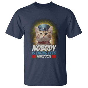 Harris 2024 T Shirt Nobody Is Eating Pets American Flag Cat Hat TS11 Navy Print Your Wear