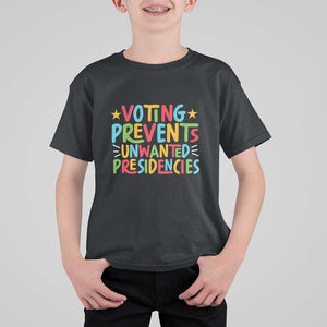 Voting Prevents Unwanted Presidencies T Shirt For Kid Colorful US Presidential Election Political 2024 Star TS11 Black Print Your Wear