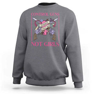 Harris Walz Feminist Sweatshirt Control Guns Not Girls Women's Rights Roses Uterus TS11 Charcoal Print Your Wear