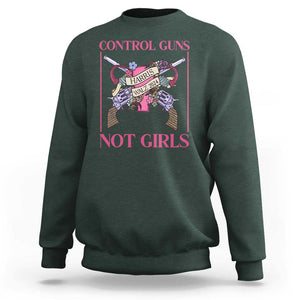 Harris Walz Feminist Sweatshirt Control Guns Not Girls Women's Rights Roses Uterus TS11 Dark Forest Green Print Your Wear