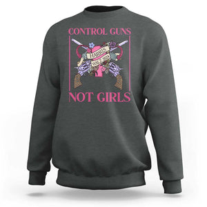 Harris Walz Feminist Sweatshirt Control Guns Not Girls Women's Rights Roses Uterus TS11 Dark Heather Print Your Wear