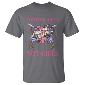 Harris Walz Feminist T Shirt Control Guns Not Girls Women's Rights Roses Uterus TS11 Charcoal Print Your Wear