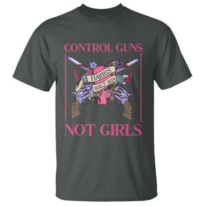 Harris Walz Feminist T Shirt Control Guns Not Girls Women's Rights Roses Uterus TS11 Dark Heather Print Your Wear