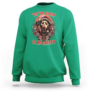 Halloween Christmas Sweatshirt Tis The Season To Be Creepy Ghost Horror Xmas TS11 Irish Green Print Your Wear