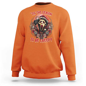 Halloween Christmas Sweatshirt Tis The Season To Be Creepy Ghost Horror Xmas TS11 Orange Print Your Wear