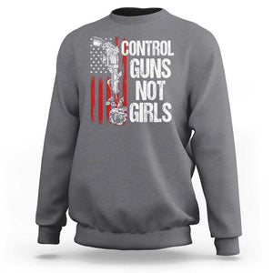 Harris Walz Feminist Sweatshirt Control Guns Not Girls Women's Rights Roses American Flag TS11 Charcoal Print Your Wear