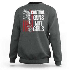 Harris Walz Feminist Sweatshirt Control Guns Not Girls Women's Rights Roses American Flag TS11 Dark Heather Print Your Wear